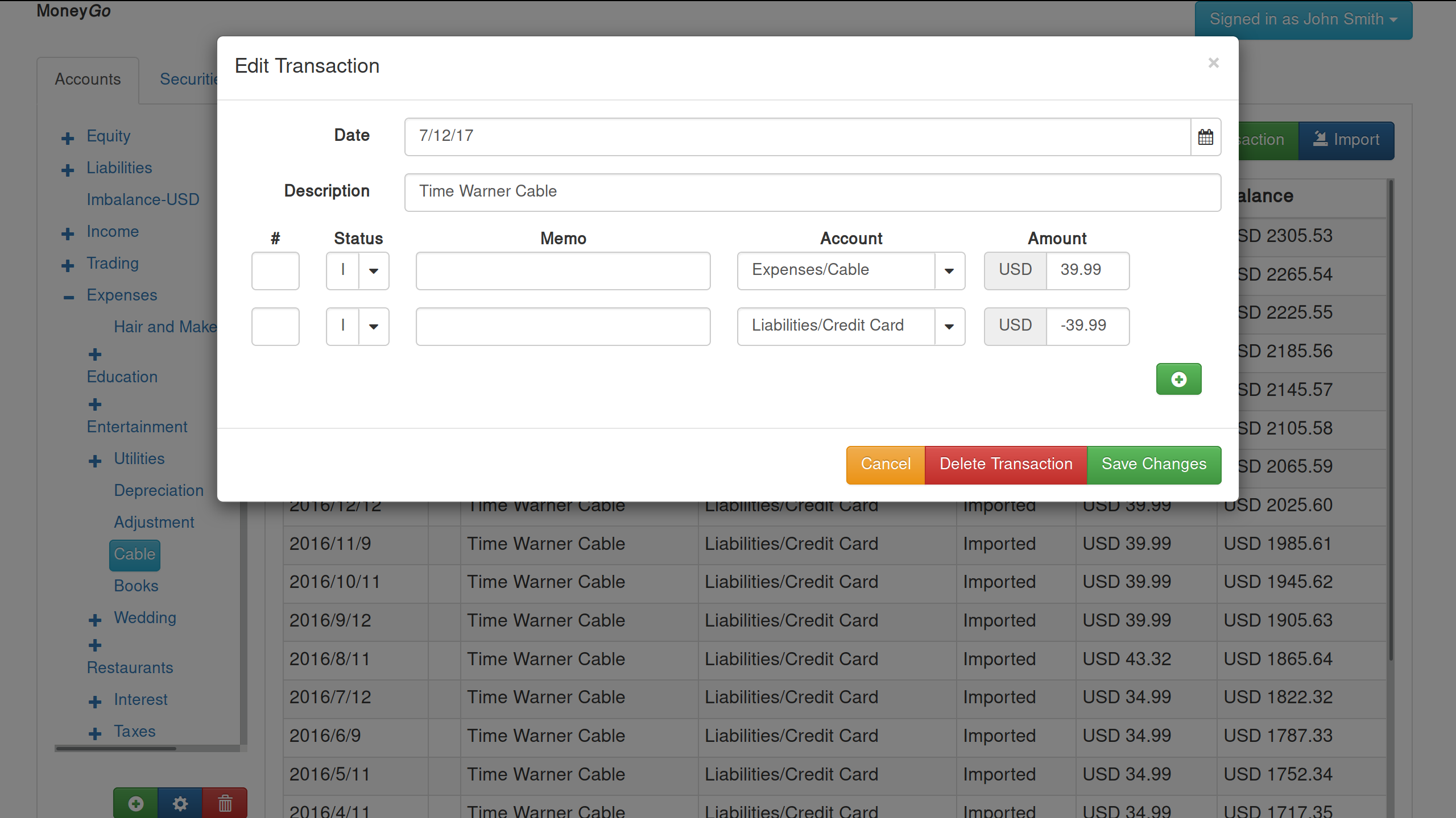 Transaction Editing